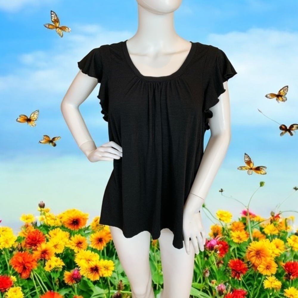Gap Black Women's Flutter Sleeve Top
